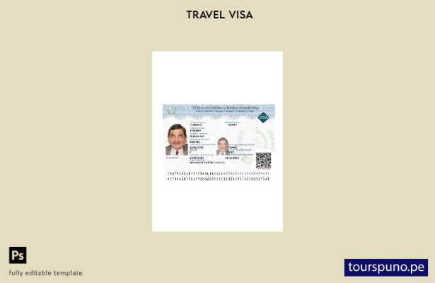 Plantilla de visa de turista o viajero para Guatemala lista para imprimir